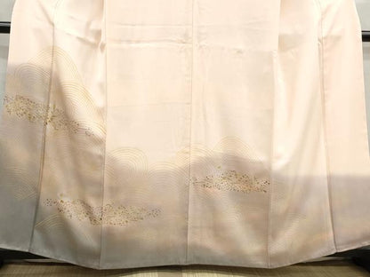 平和屋着物■豪華色留袖　駒刺繍　箔散らし　立波文　暈し染め　金彩　正絹　逸品　DABG4786qa