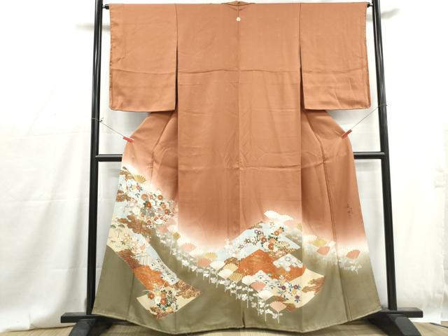 平和屋着物■豪華色留袖　作家物　貝桶花文　暈し染め　金彩　正絹　逸品　DABG4789qa