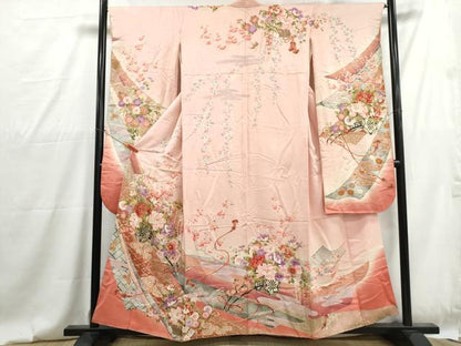 平和屋着物■豪華振袖　駒刺繍　花車文　暈し染め　金彩　正絹　逸品　DABG4791qa