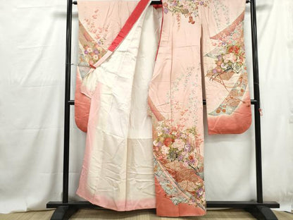 平和屋着物■豪華振袖　駒刺繍　花車文　暈し染め　金彩　正絹　逸品　DABG4791qa