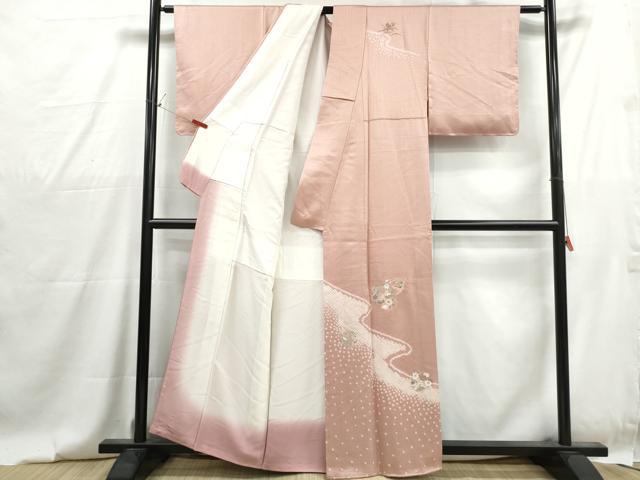 平和屋着物■中国三大刺繍　スワトウ刺繍　汕頭刺繍　訪問着　絞り　道長花丸文　銀糸　正絹　逸品　DABG4800qa