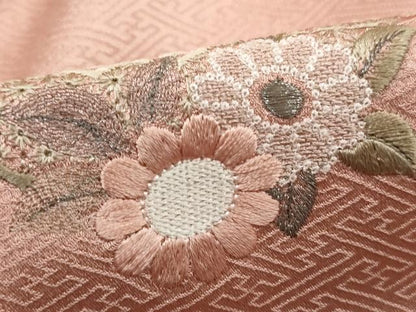 平和屋着物■中国三大刺繍　スワトウ刺繍　汕頭刺繍　訪問着　絞り　道長花丸文　銀糸　正絹　逸品　DABG4800qa