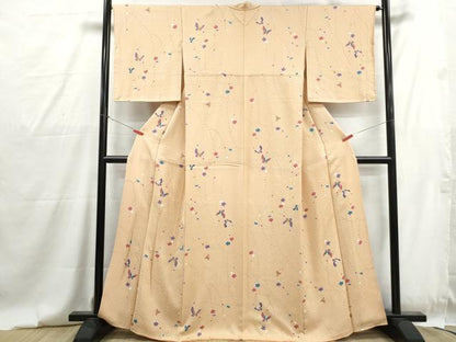平和屋着物■上質な小紋　絞り　花蝶文　金彩　正絹　逸品　DABG4801qa