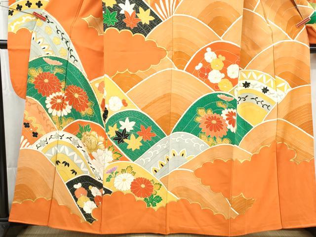 平和屋着物■豪華振袖　駒刺繍　雲重ね花文　金彩　正絹　逸品　DABG4808qa
