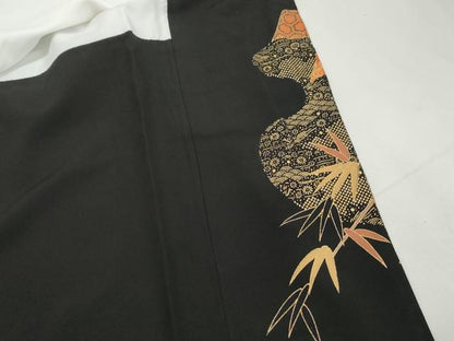 平和屋着物■豪華黒留袖　駒刺繍　束ね熨斗花文　松竹梅　金彩　正絹　逸品　DABG4817qa