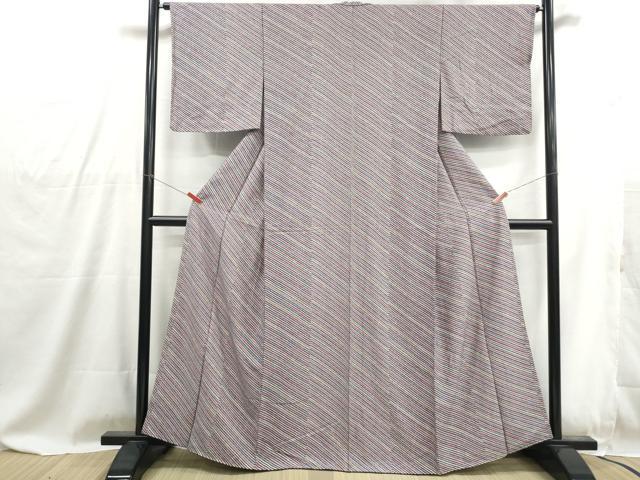 平和屋着物■上質な小紋　斜縞　正絹　逸品　DABG4824qa