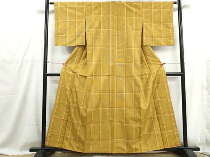 平和屋着物■本場縞大島紬　格子　正絹　逸品　DABG4826qa