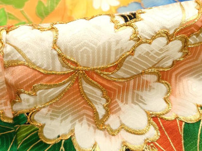 平和屋着物■豪華振袖　駒刺繍　花車文　金彩　正絹　逸品　DABG4829qa
