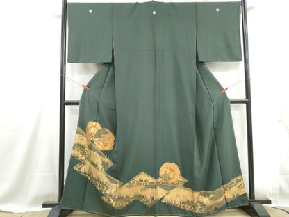 平和屋着物■中国三大刺繍　スワトウ刺繍　汕頭刺繍　相良刺繍　駒刺繍　色留袖　流水飛鶴花文　金彩　正絹　逸品　DABG4837qa