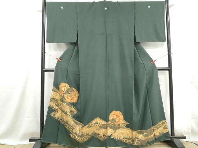 平和屋着物■中国三大刺繍　スワトウ刺繍　汕頭刺繍　相良刺繍　駒刺繍　色留袖　流水飛鶴花文　金彩　正絹　逸品　DABG4837qa