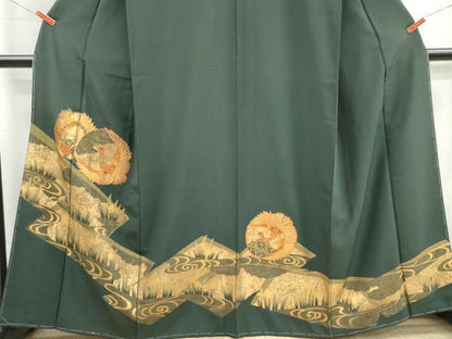 平和屋着物■中国三大刺繍　スワトウ刺繍　汕頭刺繍　相良刺繍　駒刺繍　色留袖　流水飛鶴花文　金彩　正絹　逸品　DABG4837qa