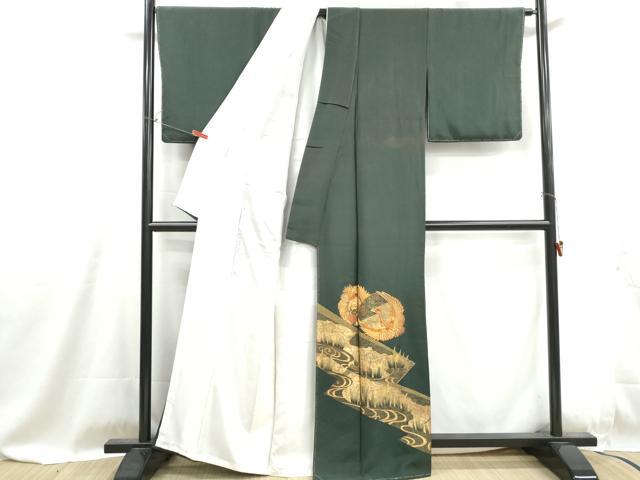 平和屋着物■中国三大刺繍　スワトウ刺繍　汕頭刺繍　相良刺繍　駒刺繍　色留袖　流水飛鶴花文　金彩　正絹　逸品　DABG4837qa