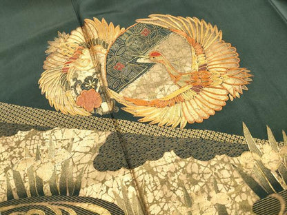 平和屋着物■中国三大刺繍　スワトウ刺繍　汕頭刺繍　相良刺繍　駒刺繍　色留袖　流水飛鶴花文　金彩　正絹　逸品　DABG4837qa