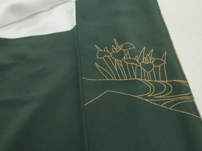 平和屋着物■中国三大刺繍　スワトウ刺繍　汕頭刺繍　相良刺繍　駒刺繍　色留袖　流水飛鶴花文　金彩　正絹　逸品　DABG4837qa