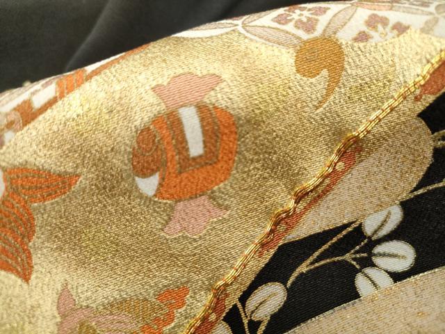 平和屋着物■豪華黒留袖　駒刺繍　宝尽くし　扇面花文　暈し染め　金彩　正絹　逸品　DABG4838qa