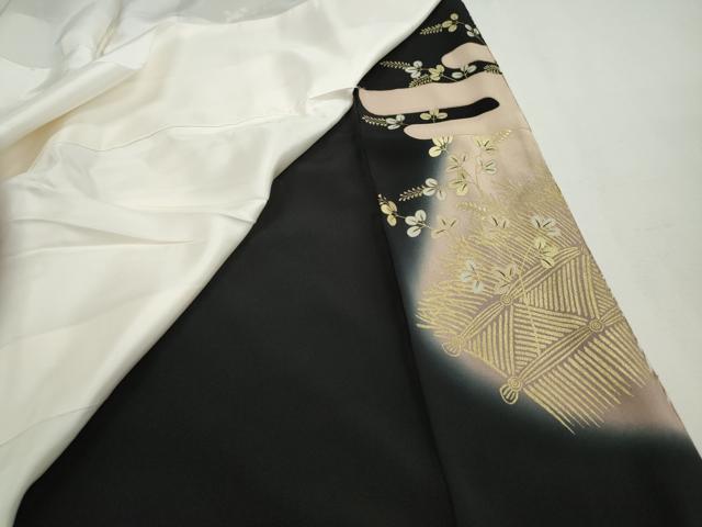 平和屋着物■豪華黒留袖　駒刺繍　宝尽くし　扇面花文　暈し染め　金彩　正絹　逸品　DABG4838qa