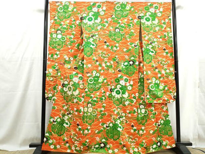 平和屋着物■豪華振袖　駒刺繍　花車文　金彩　正絹　逸品　DABG4841qa