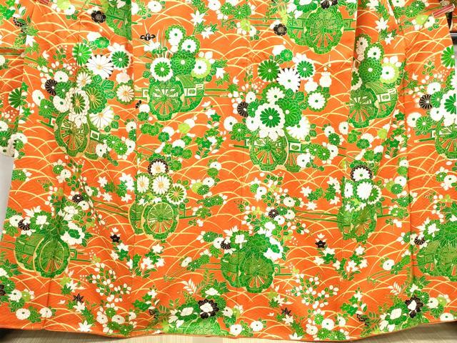平和屋着物■豪華振袖　駒刺繍　花車文　金彩　正絹　逸品　DABG4841qa