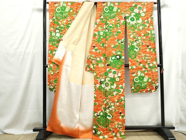 平和屋着物■豪華振袖　駒刺繍　花車文　金彩　正絹　逸品　DABG4841qa