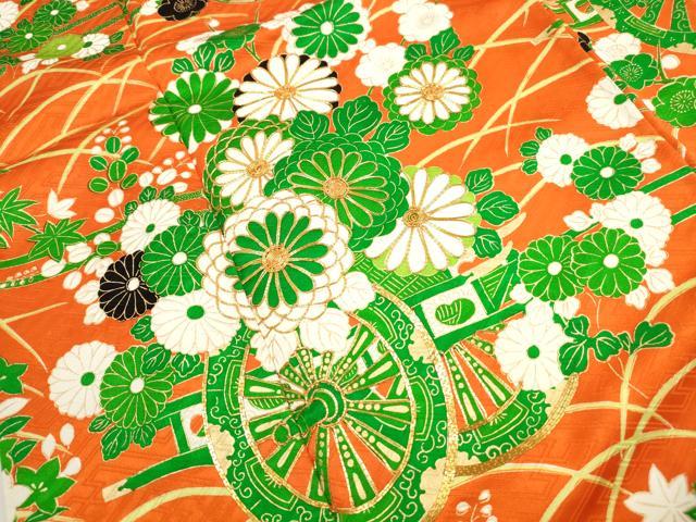 平和屋着物■豪華振袖　駒刺繍　花車文　金彩　正絹　逸品　DABG4841qa