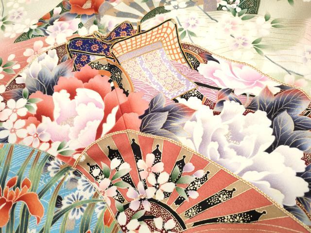 平和屋着物■豪華振袖　駒刺繍　御所車花文　暈し染め　金彩　正絹　逸品　DABG4853qa