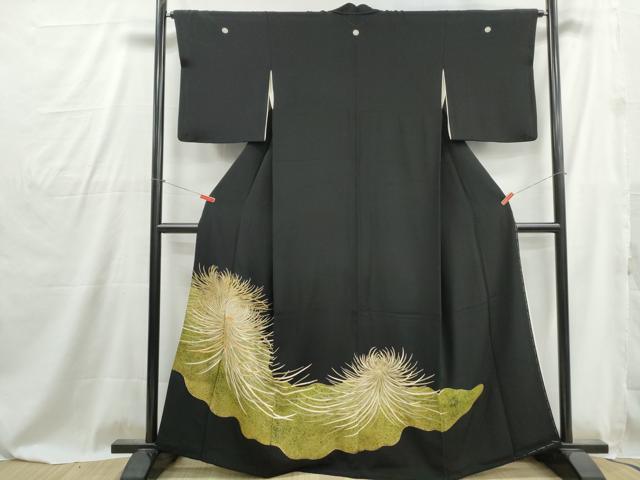 平和屋着物■豪華色留袖黒留袖　駒刺繍　乱菊　金彩　正絹　逸品　DABG4856qa
