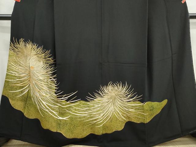 平和屋着物■豪華色留袖黒留袖　駒刺繍　乱菊　金彩　正絹　逸品　DABG4856qa