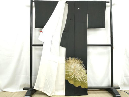 平和屋着物■豪華色留袖黒留袖　駒刺繍　乱菊　金彩　正絹　逸品　DABG4856qa