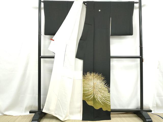 平和屋着物■豪華色留袖黒留袖　駒刺繍　乱菊　金彩　正絹　逸品　DABG4856qa