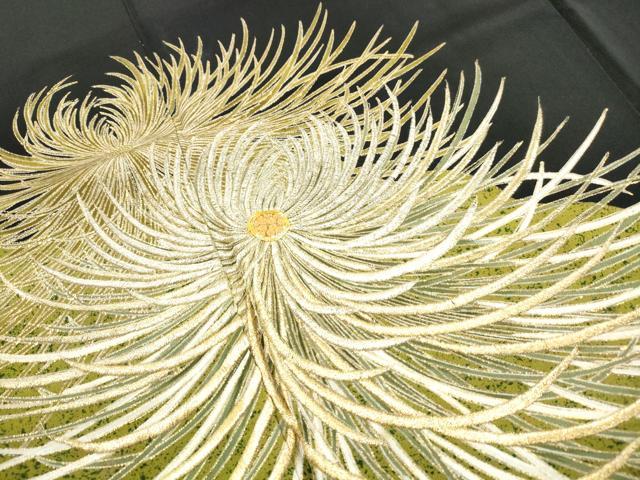 平和屋着物■豪華色留袖黒留袖　駒刺繍　乱菊　金彩　正絹　逸品　DABG4856qa