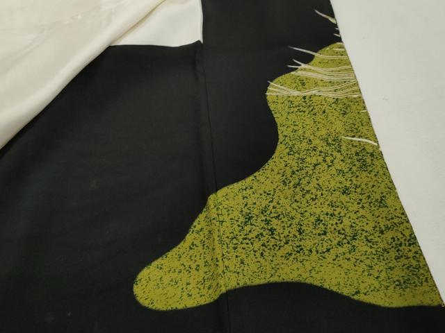平和屋着物■豪華色留袖黒留袖　駒刺繍　乱菊　金彩　正絹　逸品　DABG4856qa