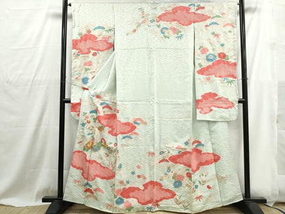 平和屋着物■豪華振袖　絞り　刺繍　流水花文　松竹梅　金糸　銀彩　正絹　逸品　DABG4866qa