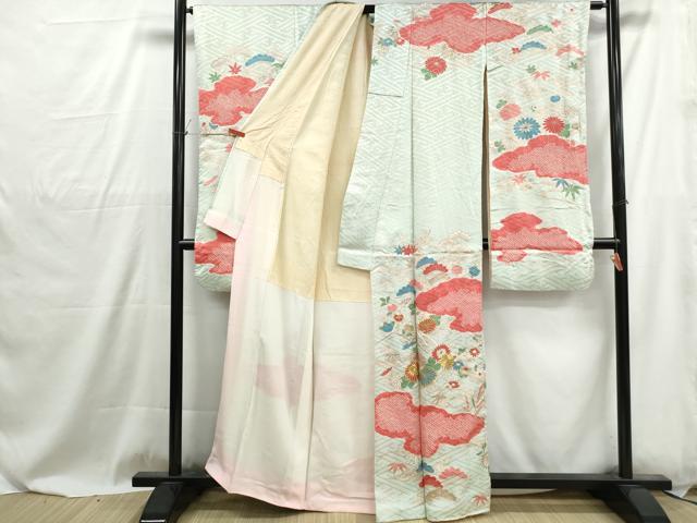 平和屋着物■豪華振袖　絞り　刺繍　流水花文　松竹梅　金糸　銀彩　正絹　逸品　DABG4866qa