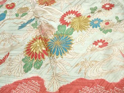 平和屋着物■豪華振袖　絞り　刺繍　流水花文　松竹梅　金糸　銀彩　正絹　逸品　DABG4866qa
