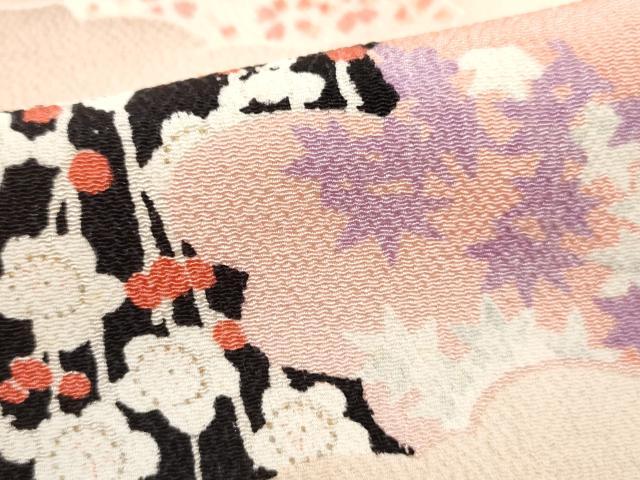 平和屋着物■上質な小紋　雲取り枝梅文　暈し染め　鬼しぼ縮緬　正絹　逸品　DABG4869qa