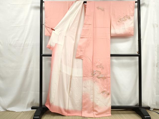 平和屋着物■訪問着　駒刺繍　地紙花文　暈し染め　金彩　正絹　逸品　DABG4884qa
