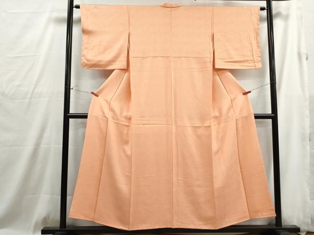 平和屋着物■上質な色無地　鹿の子地紋　洒落柿色　正絹　逸品　DABG4893qa