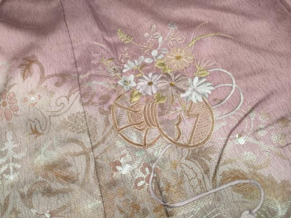 平和屋着物■中国三大刺繍　スワトウ刺繍　汕頭刺繍　駒刺繍　色留袖　唐草花鼓文　暈し染め　金糸　正絹　逸品　DABG4900qa
