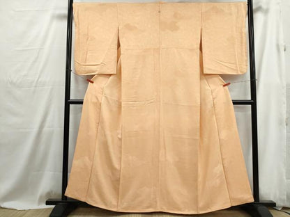 平和屋着物■上質な色無地　菊尽くし地紋　洒落柿色　正絹　逸品　DABG4913qa