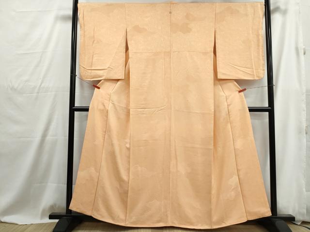 平和屋着物■上質な色無地　菊尽くし地紋　洒落柿色　正絹　逸品　DABG4913qa