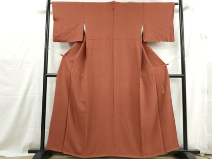 平和屋着物■上質な色無地　作家文　幻の染岩石染　紅鳶色　正絹　逸品　DABG4914qa