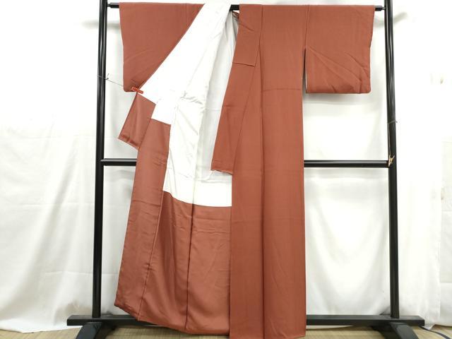 平和屋着物■上質な色無地　作家文　幻の染岩石染　紅鳶色　正絹　逸品　DABG4914qa