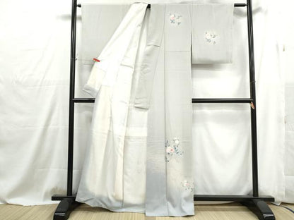 平和屋着物■中国三大刺繍　相良刺繍　訪問着　草花文　暈し染め　金彩　正絹　逸品　DABG4915qa