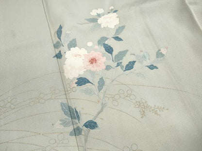 平和屋着物■中国三大刺繍　相良刺繍　訪問着　草花文　暈し染め　金彩　正絹　逸品　DABG4915qa