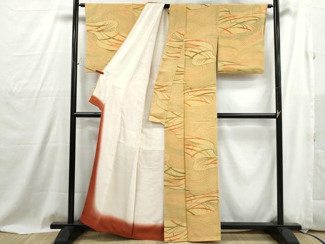 平和屋着物■上質な小紋　型染め　流水文　正絹　逸品　DABG4917qa