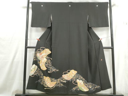 平和屋着物■豪華黒留袖　作家物　駒刺繍　渡橋風景文　金彩　正絹　逸品　DABG4919qa