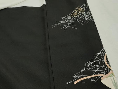 平和屋着物■豪華黒留袖　作家物　駒刺繍　渡橋風景文　金彩　正絹　逸品　DABG4919qa