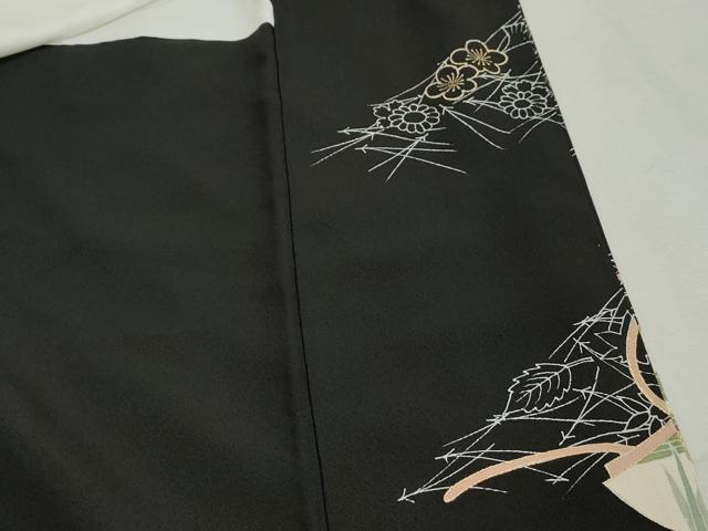 平和屋着物■豪華黒留袖　作家物　駒刺繍　渡橋風景文　金彩　正絹　逸品　DABG4919qa