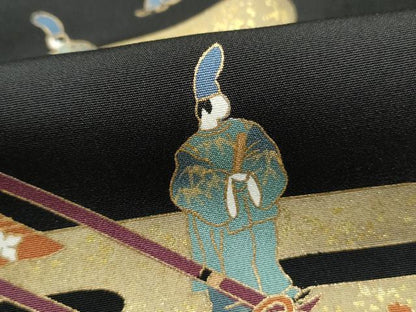 平和屋着物■豪華黒留袖　駒刺繍　人物御所車笹松文　金彩　正絹　逸品　DABG4921qa