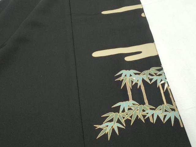 平和屋着物■豪華黒留袖　駒刺繍　人物御所車笹松文　金彩　正絹　逸品　DABG4921qa